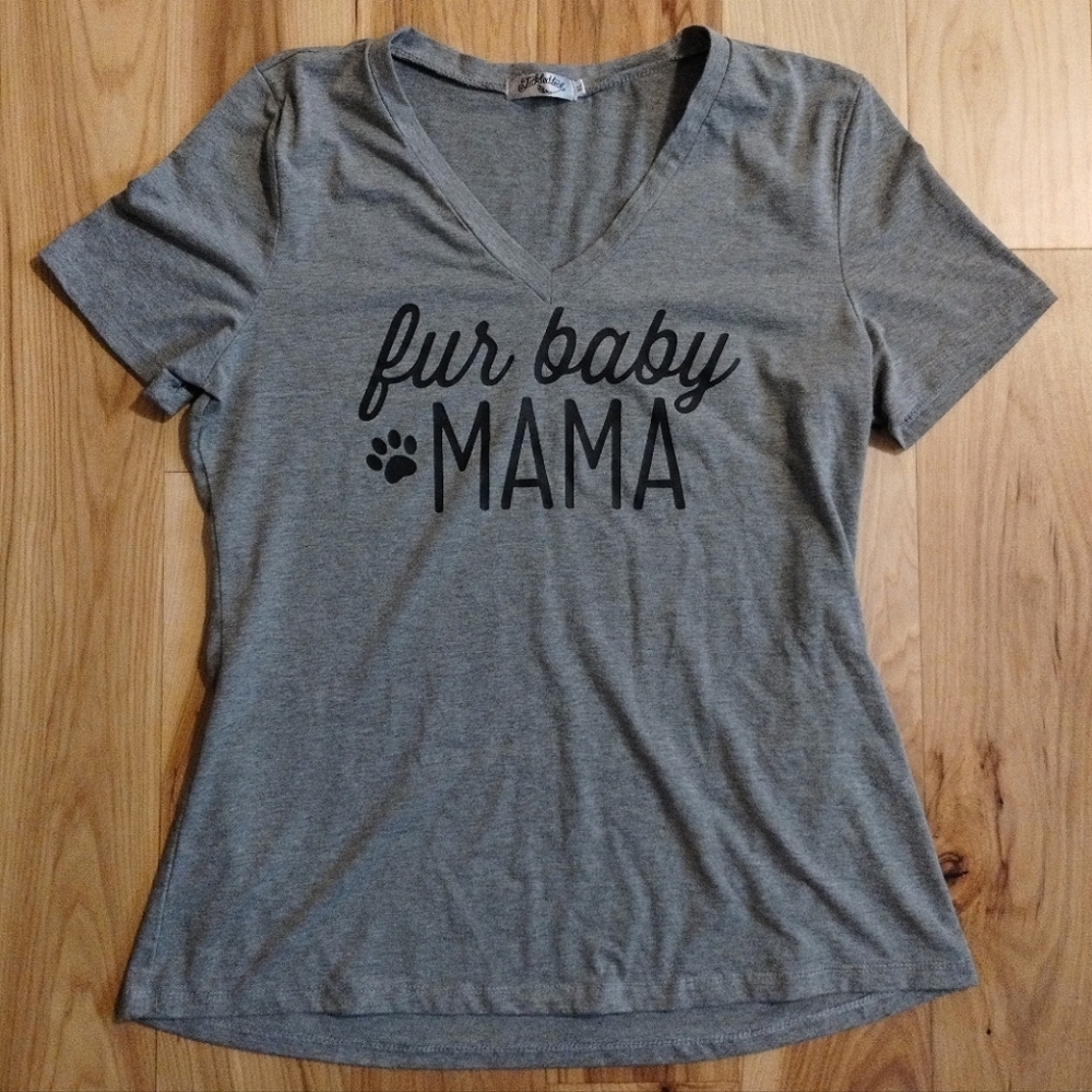 Tickled Teal "fur baby mama" paw print graphic t-shirt women's size XL